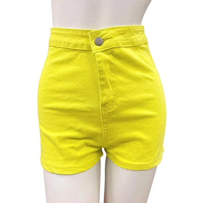Mulheres Sexy Skinny High Stretch Shorts Finos 2023 Shorts Femininos de Verão Moda Slim Fit Hip Short Jeans S-3XL Casual Bottoms Pop