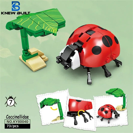 Conjunto de Brinquedos de Blocos de Construção de Insetos Joaninha - Brincadeira Duradoura para Crianças, Ótimos Modelos Colecionáveis Libélula Mantis Mosca Doméstica & Mais