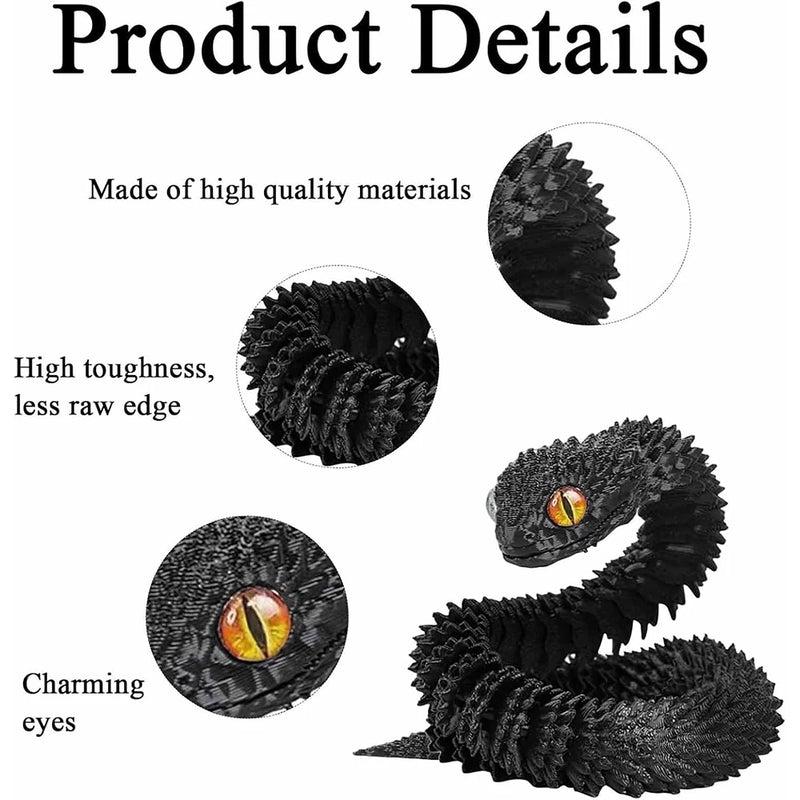 Cobra impressa em 3D 23,6 polegadas articulada flexível conjunta resina simulação víbora fidget animais brinquedos modelo para decoração de mesa engraçado
