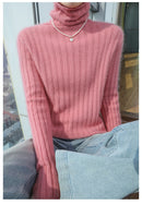 Pilha pescoço camisola mulheres 2025 outono einverno novo 100% puro vison cashmere camisola moda feminina malha pulôver de manga comprida