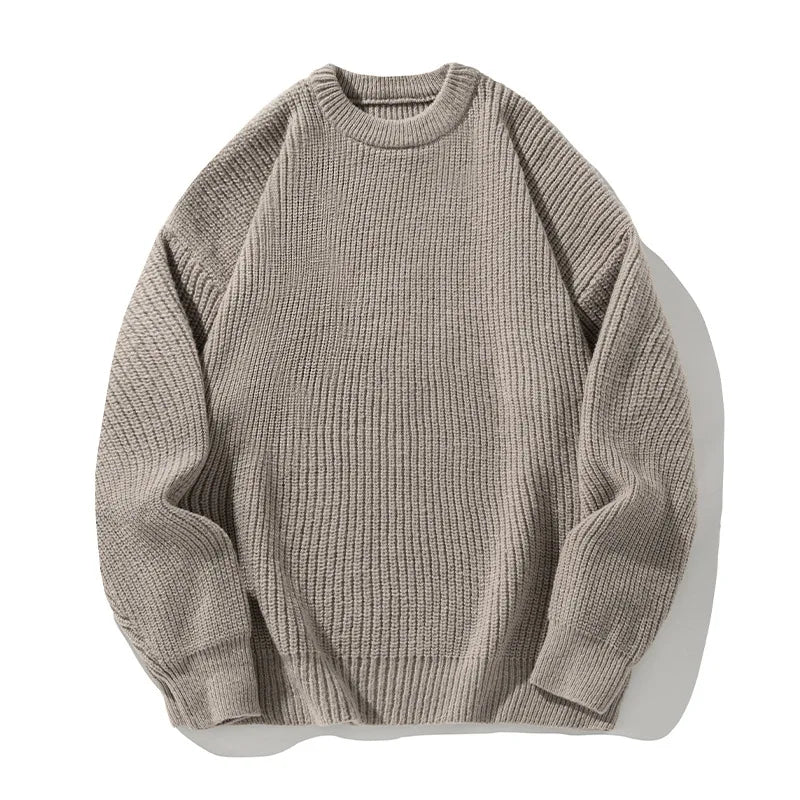 Suéter de gola redonda, cor sólida, básico, masculino, feminino, outono, inverno, parcimonioso, simples, casal, suéter de malha, quente, macio