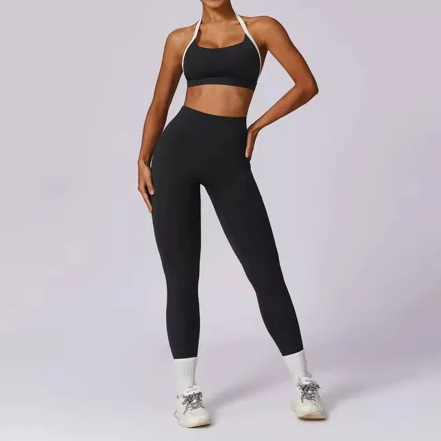 2 Pcs Conjunto de Ginástica Mulheres Treino Sem Encosto Yoga Terno Mulheres Secagem Rápida Legging Fitness Sutiã Camisa de Manga Curta Terno Esportivo Feminino