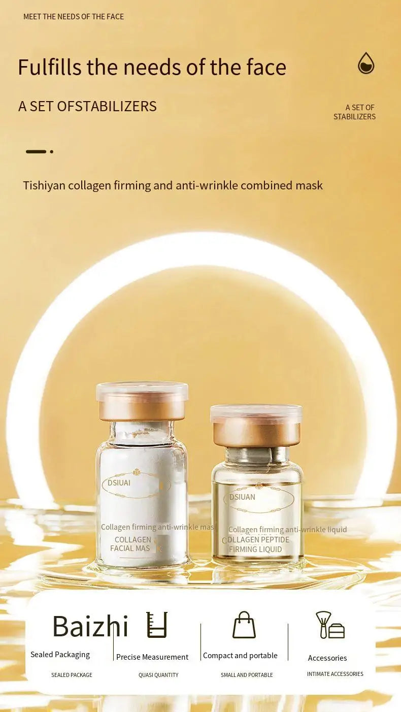 1 Caixa de Máscara em Pó Liofilizado de Peptídeo de Colágeno Set Levanta e Firme o Rosto em V Ácido Hialurônico Clareia, Hidrata e Rejuvenesce a Pele