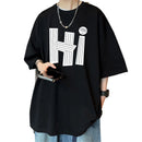 Camisetas masculinas Algodão 4XL Tamanho Grande Preto Masculino Verão Camiseta Oversized Letra Oi Impressão Casual Camisetas Roupas Masculinas