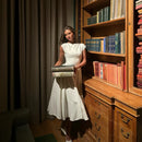 Elegante Branco Plissado A Linha Grande Hem Vestido de Festa Moda Feminina Slash Neck Slim Backless Vestidos 2025 Vestes Femininas Do Clube Verão