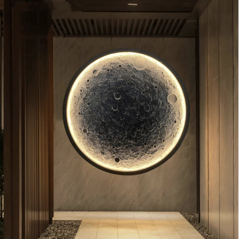Lâmpada de parede 3D Crater moderna Luxo Redondo Tridimensional Alívio Lua Design Embelezado Decoração de Casa 3 Cor Lâmpada Mural