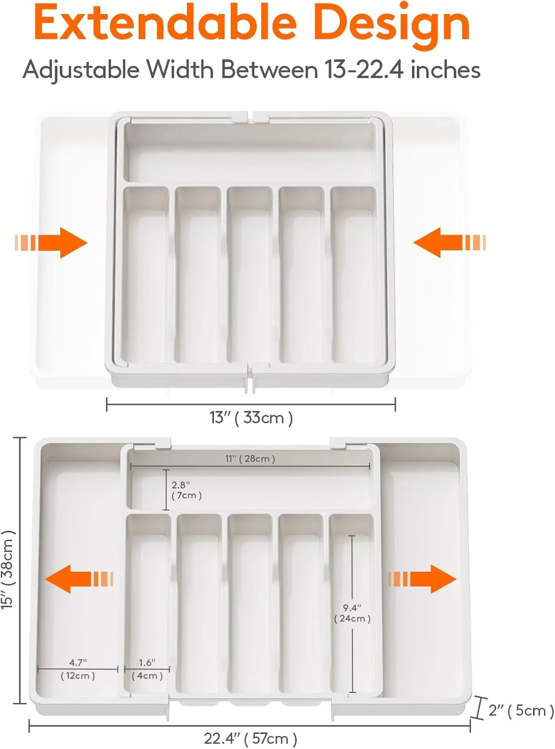 Organizador de talheres de plástico ajustável Colheres Garfos Facas Porta-talheres Bandeja de utensílios expansível Utensílios de cozinha para garfos