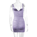 Fairyshely Sexy Ruffle Deep V Short Club Dress Senhoras 2024 Verão Azul Bodycon Vestidos Festa de Noite Mini Vestido Apertado