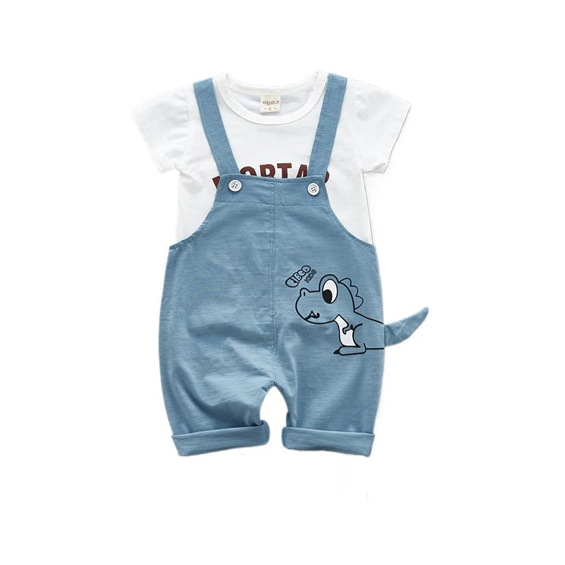 Roupas de Verão para Bebês e Meninos de Manga Curta Algodão Macio & Macacões Para Crianças Roupas Casuais para Meninos Roupas Diárias 0-3Y Roupas