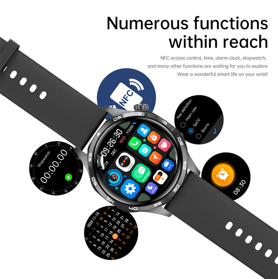 Para HUAWEI GT5 Pro GPS NFC Relógio Inteligente Masculino 360 * 360 Tela AMOLED Frequência cardíaca Bluetooth Chamada IP67 Homem à prova d'água Smartwatch 2024