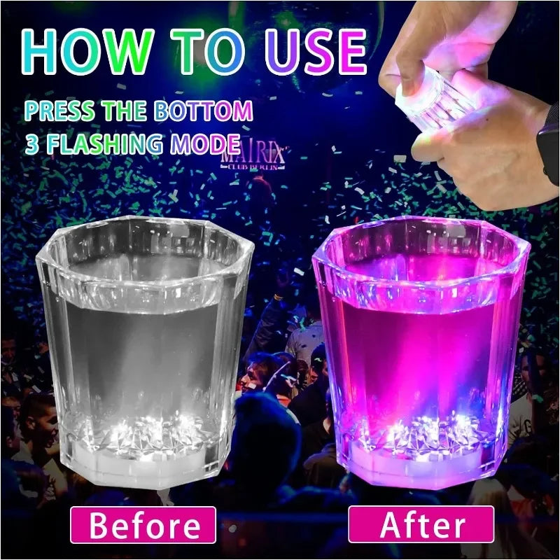Copos de Shot com Luz LED Flash Copos de Beber Brilham no para Festa Brilham no Escuro Copo de Cola Copo de Cerveja Espumante