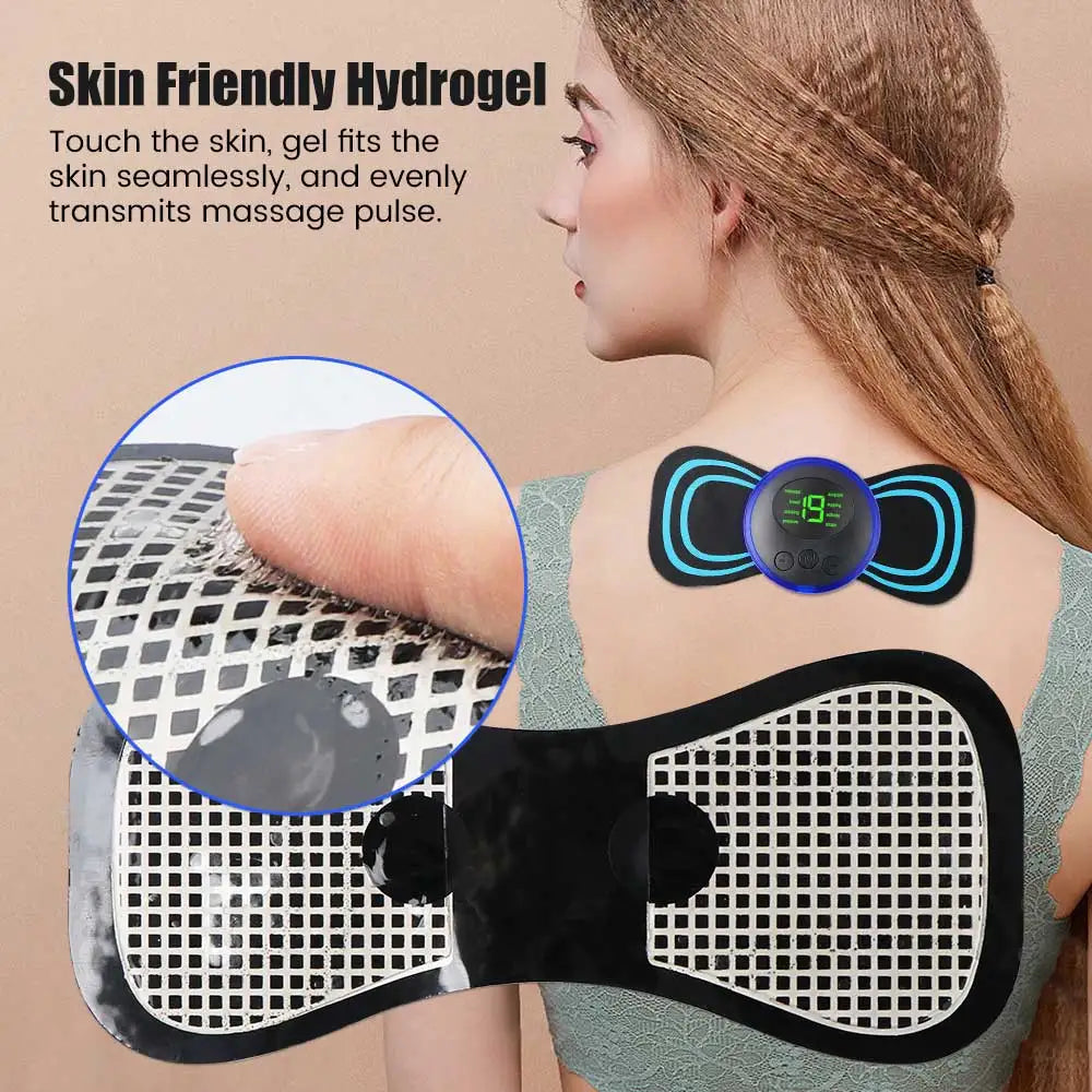Mini massageador de pescoço EMS portátil Maca de pescoço elétrica para alívio da dor muscular cervical e remendo de massagem de relaxamento de ombro