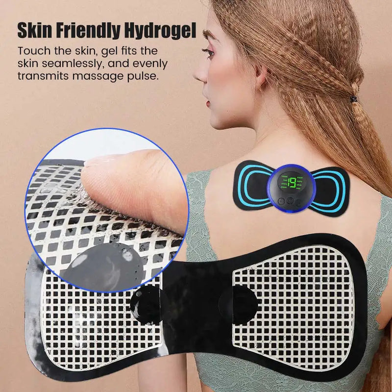 Mini massageador de pescoço EMS portátil Maca de pescoço elétrica para alívio da dor muscular cervical e remendo de massagem de relaxamento de ombro