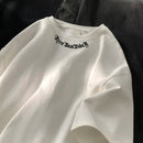 Camisetas grandes masculinas, camiseta branca de algodão 5XL para homens, casual, verão, moda, estampa de letras, gola, camisetas, roupas masculinas