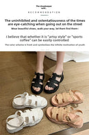 Sandálias de fundo plano para mulheres verão sudeste da Ásia chinelos de plataforma de salto grosso para uso ao ar livre com uma alça confortável material de PVC