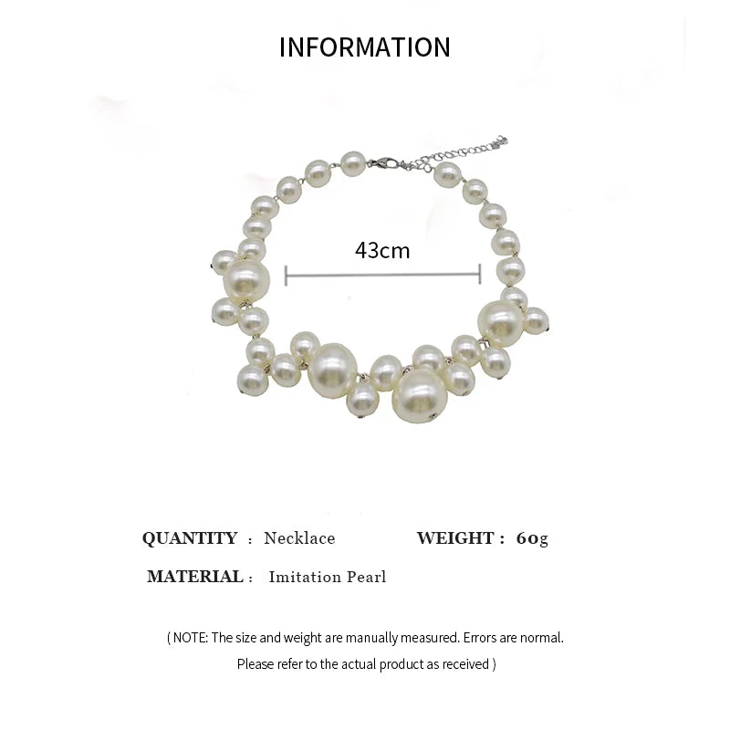 Colar de Pérola Imitada Elegante para Mulheres, Colar Choker com Grandes Pérolas, Colares para Festa, Casamento, Colar de Noiva, Joias, Presentes para Meninas