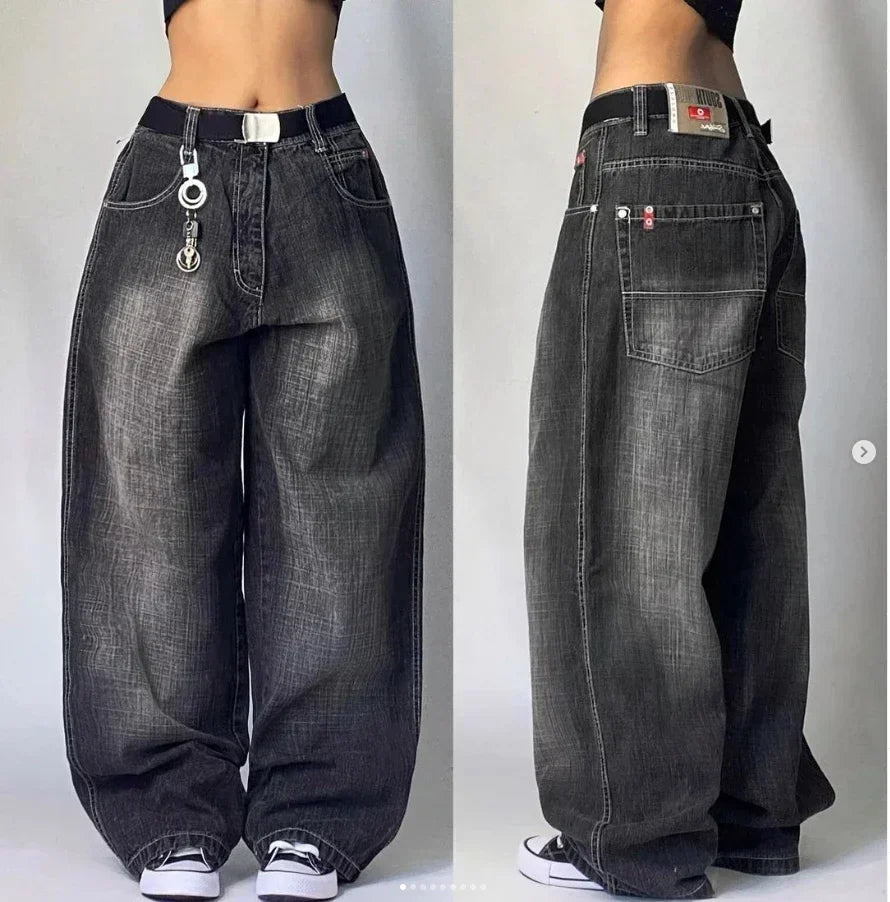 Moda americana 2025 Southpole New Y2k Branco Homens Estampado Jeans Gótico Retro Calças Soltas Calças Largas Casuais de Rua Calça Jeans Casal