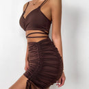 Sexy Spaghetti Strap String Cross Bodycon Dress para Mulheres Sólido Backless Cut-out Night Club Vestido Verão Sem Mangas Mini Vestido