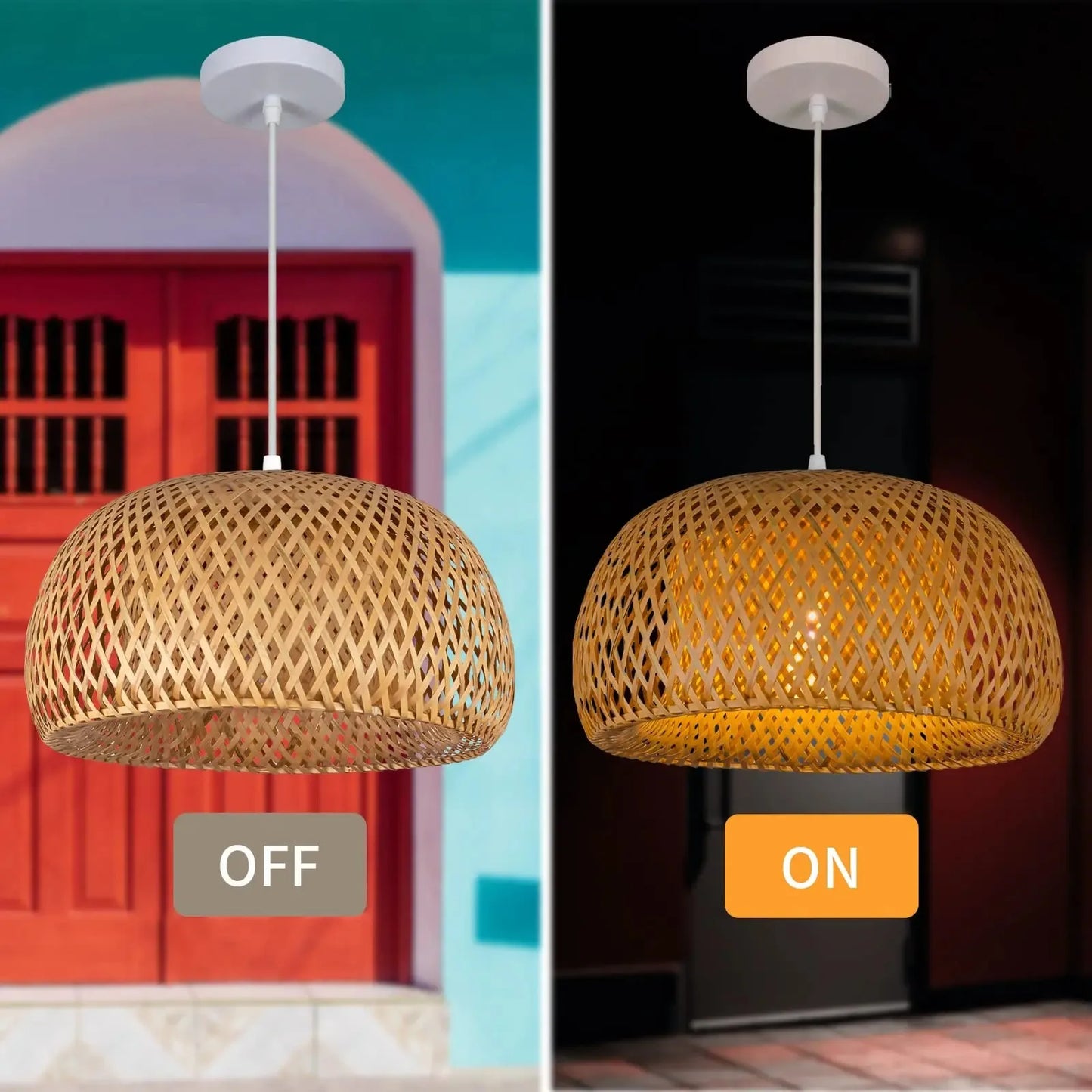 Lanterna de bambu Lâmpada pendente de vime de vime natural E27 Lustres Abajures de bambu tecidos à mão Luminárias Luminárias Penduradas
