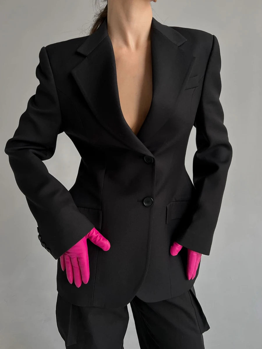 Bornladies Outono Inverno Cintura Fina Chic Blazer Casacos Senhoras Escritório Senhoras Trespassado Moda Ternos Jaqueta Roupas Femininas