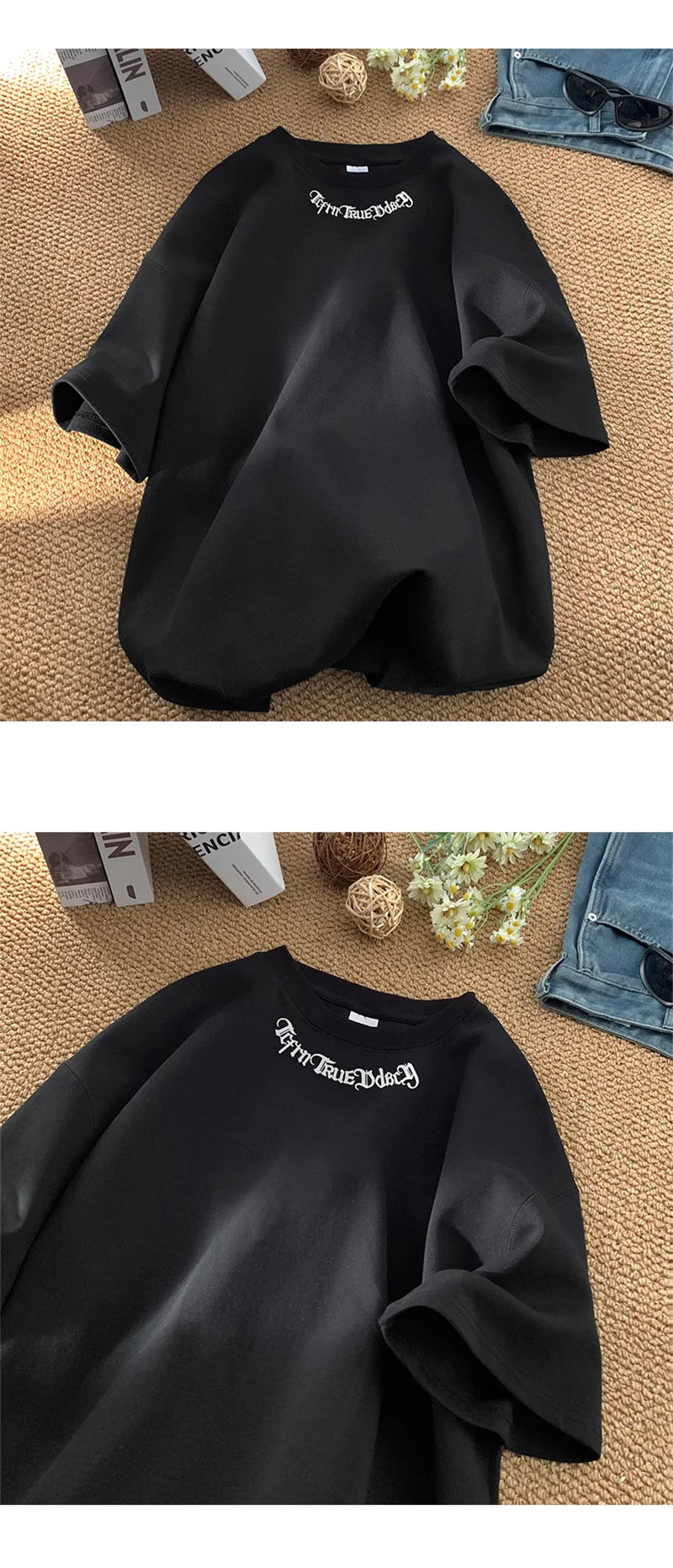 Camisetas grandes masculinas, camiseta branca de algodão 5XL para homens, casual, verão, moda, estampa de letras, gola, camisetas, roupas masculinas