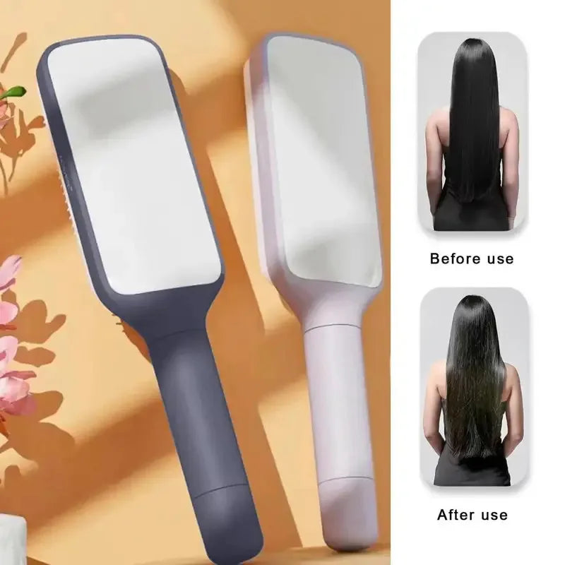 Pente Antiestático para Massagem do Couro Cabeludo com Cabo Longo e Retrátil, Ferramenta de Cabeleireiro para Mulheres