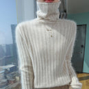 Pilha pescoço camisola mulheres 2025 outono einverno novo 100% puro vison cashmere camisola moda feminina malha pulôver de manga comprida