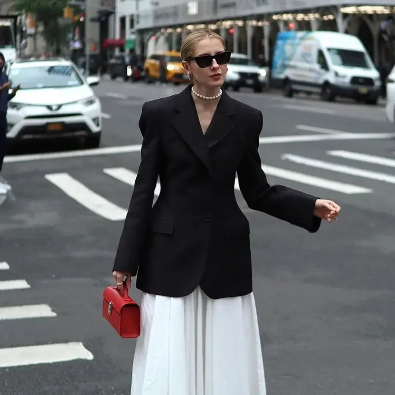 Bornladies Outono Inverno Cintura Fina Chic Blazer Casacos Senhoras Escritório Senhoras Trespassado Moda Ternos Jaqueta Roupas Femininas