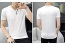 Camiseta masculina de verão estilo coreano Slim Fit de manga curta 140g blusa de poliéster suaviza sua silhueta Cor sólida Camada de base Top