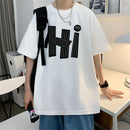 Camisetas masculinas Algodão 4XL Tamanho Grande Preto Masculino Verão Camiseta Oversized Letra Oi Impressão Casual Camisetas Roupas Masculinas