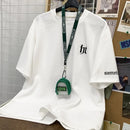 Hefty Walfr Checks Estilo Japonês Ins Camiseta de Manga Curta para Homens Primavera Verão Juventude Oversize Gola Redonda Meia Manga