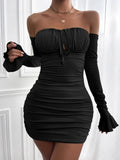 Fairyshely Sexy Ruffle Curto Vestido Clube Senhoras 2025 Outono Verde Bodycon Vestidos Para As Mulheres Festa Apertado Mini Vestido Clubwear