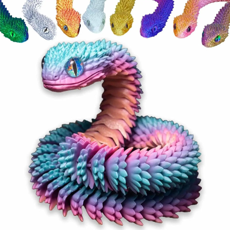 Cobra impressa em 3D 23,6 polegadas articulada flexível conjunta resina simulação víbora fidget animais brinquedos modelo para decoração de mesa engraçado