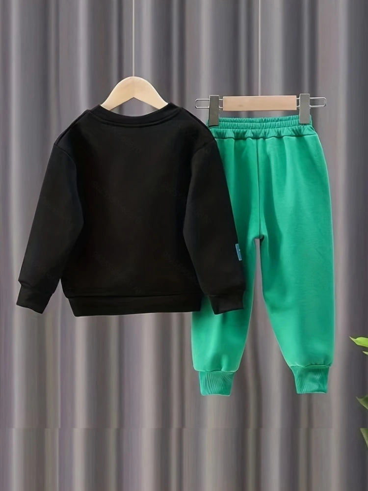 Outono Crianças Menino Conjunto de Roupas Bebê Meninas Dos Desenhos Animados Bordado Urso Camisolas Pullover Top e Calças Terno Adolescente Fatos de Treino
