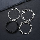 Conjunto de 4 Pcs Pulseira de Aço Inoxidável Para Homens Mulheres Punk Moda Cross Beads Pulseiras de Corrente Simples Hip Hop Unissex Jóias Presente Novo