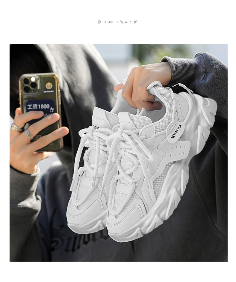 Sapato Masculino Respirável Sola Grossa Tênis Casual Corrida ao ar livre Quatro Estações Novo Tênis Masculino Solas Macias Conforto Tênis Masculino