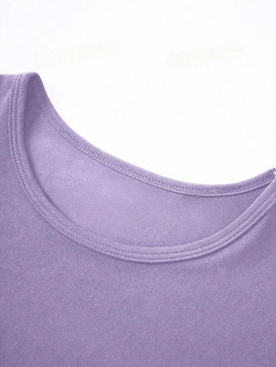 Camisetas Femininas Básicas Decote Redondo Manga Curta Tops Curtos Tops Fofos de Verão Camisetas Slim Fit Y2k Roupas 2024