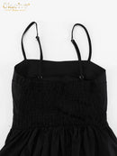 Clacive Sexy Loose Black Cotton Womens Dresses 2024 Summer Strap Sleeveless Ankle Length Dress Elegant Hollow Out Female Dress