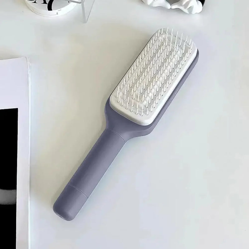 Pente Antiestático para Massagem do Couro Cabeludo com Cabo Longo e Retrátil, Ferramenta de Cabeleireiro para Mulheres