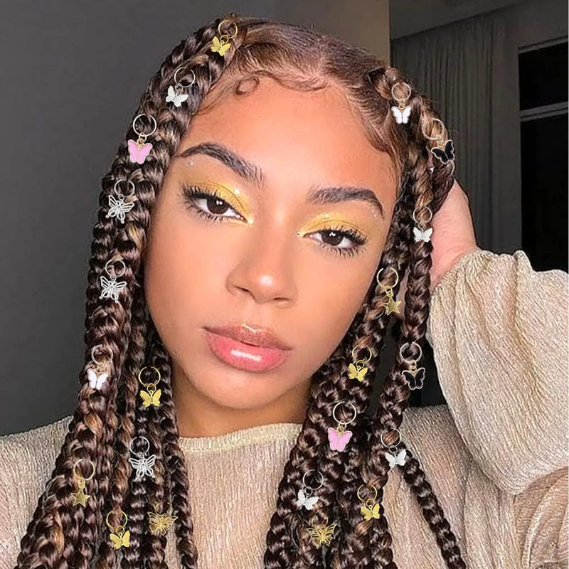 20 Peças Presilhas de Trança Borboleta Acessórios de Cabelo com Cristais Pingentes de Borboletas Coloridas Charme Pérola Brilhante Acessórios de Cabelo