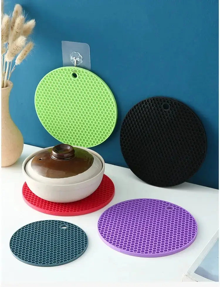 Tapete de silicone redondo resistente ao calor Copos de bebida Porta-copos Isolamento Suporte de panela antiderrapante Engrossar mesa Placemat Acessórios de cozinha