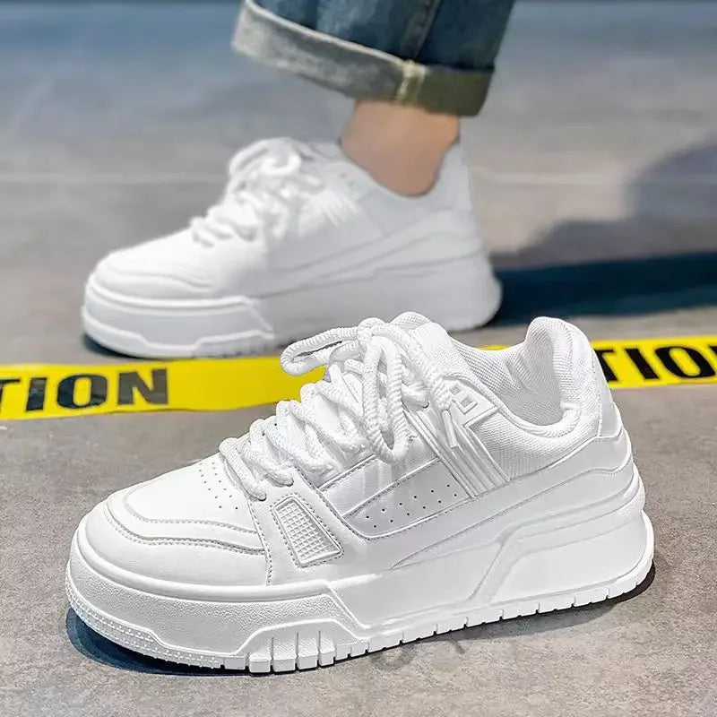 Sapatos Masculinos Black Knight Primavera Na Moda Versátil Esporte Casual Preto Puro Baixo Top Plataforma Aumentar Pão Sapatos da Moda