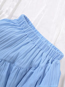 Conjunto de roupas de princesa de verão para meninas infantis Flutter Sleeve Plain Color Tops + Short Skirt Sweet Style Party Wear Para Criança 8-12 Anos