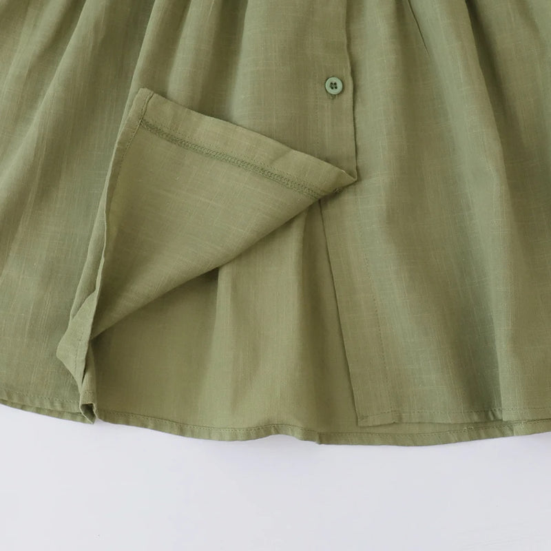 Urso Líder Novo Sólido Bebê Menina Vestido de Algodão Botão Crianças Vestidos de Verão Princesa Vestido de Festa Da Criança Meninas Vestido de Verão Roupas Infantis