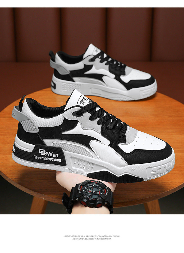 Novos Tênis Masculinos de Outono Sapatos de Plataforma Confortáveis Masculinos 2023 Tendência Lace-up Sapatos Vulcanizados Branco Tênis Casuais Tênis