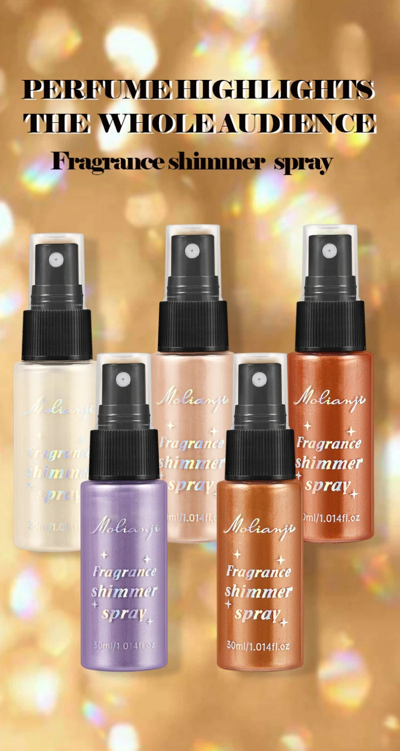 Spray Iluminador com Glitter Perolado, Óleo Loção