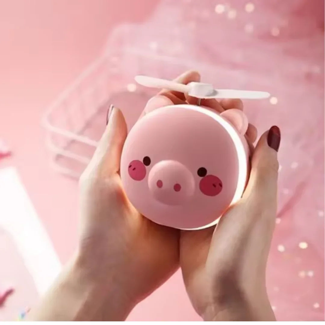 Espelho de Maquiagem com Luz de LED e Mini Ventilador Portátil