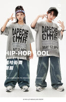 Meninas Meninos Hip Hop Dança de Salão Trajes 4 Crianças Cinza Camiseta Azul Denim Jeans Calças Jazz Dança Roupas Criança Palco Dancewear