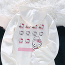 Sanrio Anime Bonito Impresso Hoodies Mulheres Dos Desenhos Animados Hello Kitty Y2k Estudantes Coreanos Moletom Solto Moda Doce Cardigan Roupas