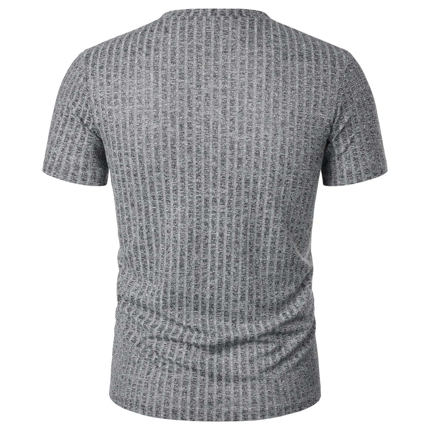 Homens Corrida Esportes Fitness Verão Novo Alto Elástico Listra Vertical Manga Curta Decote em V Slim Fit Malha Inferior Camisa Top